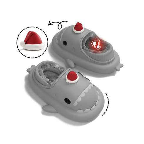 Sharkicks Basic - Winter Santa Heel-covered Shark Slippers